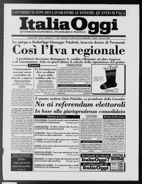 Italia oggi : quotidiano di economia finanza e politica